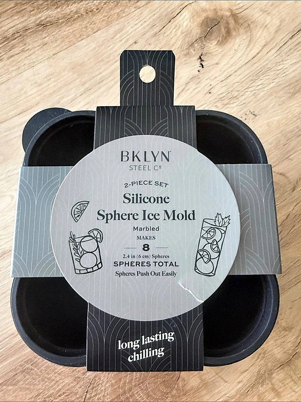 BKLYN STEEL CO. Sphere Ice Mold. 2-Piece Black Silicone Ice Mold NWT